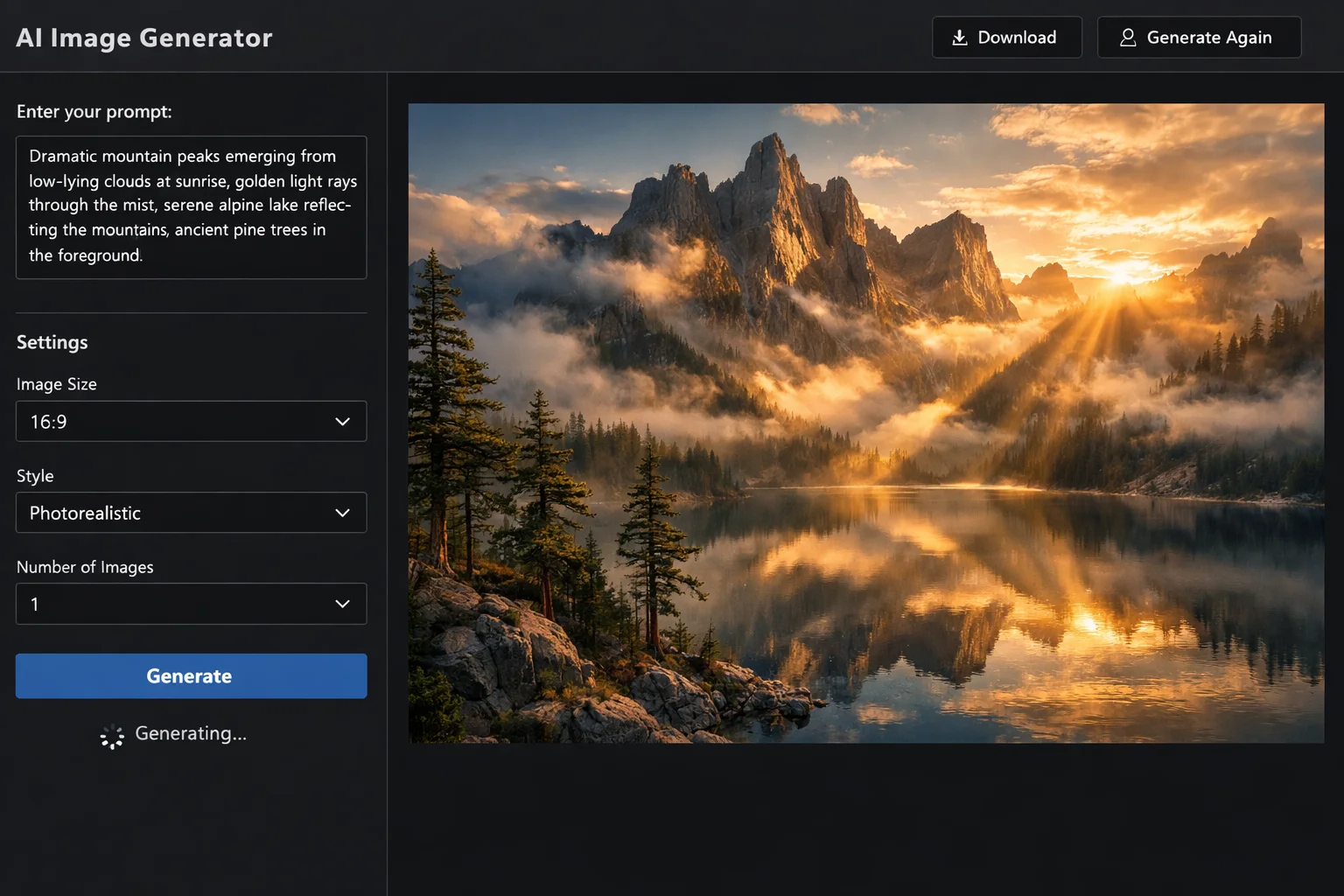 Nano Banana 2 インターフェース：風景生成とスタイル設定