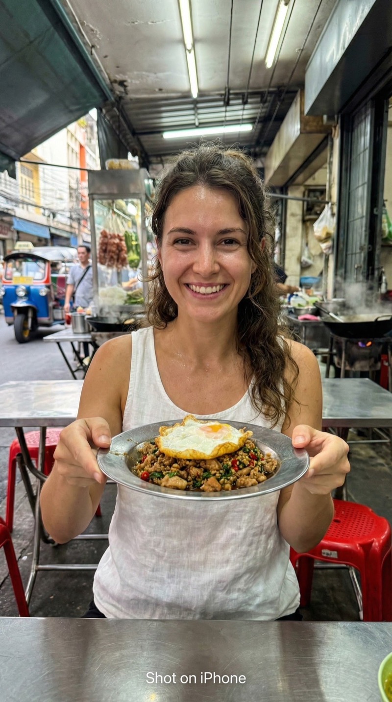 Wan 2.7 AI AI generated woman in Bangkok street food scene