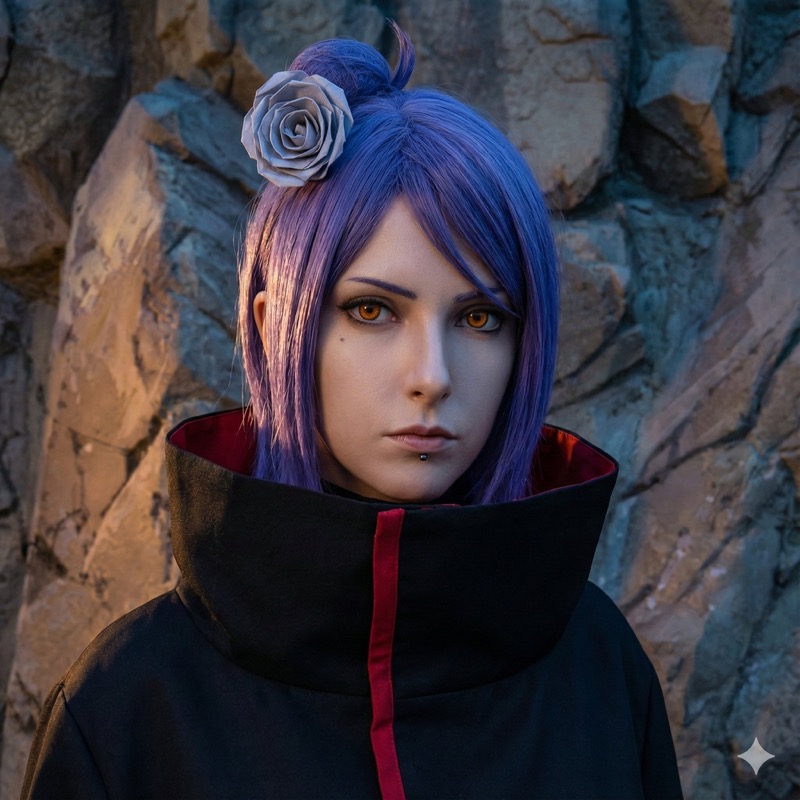 Wan 2.7 AI AI generated purple hair cosplay woman